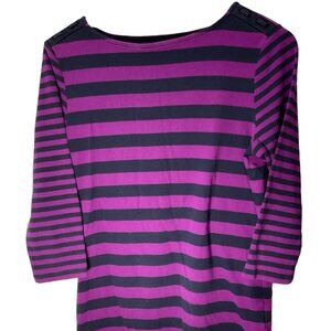 Purple/Navy Striped Top w/ Shoulder Detail